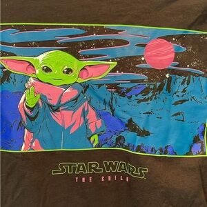 Star Wars The Child men’s long sleeve tshirt size Medium black with neon graphic